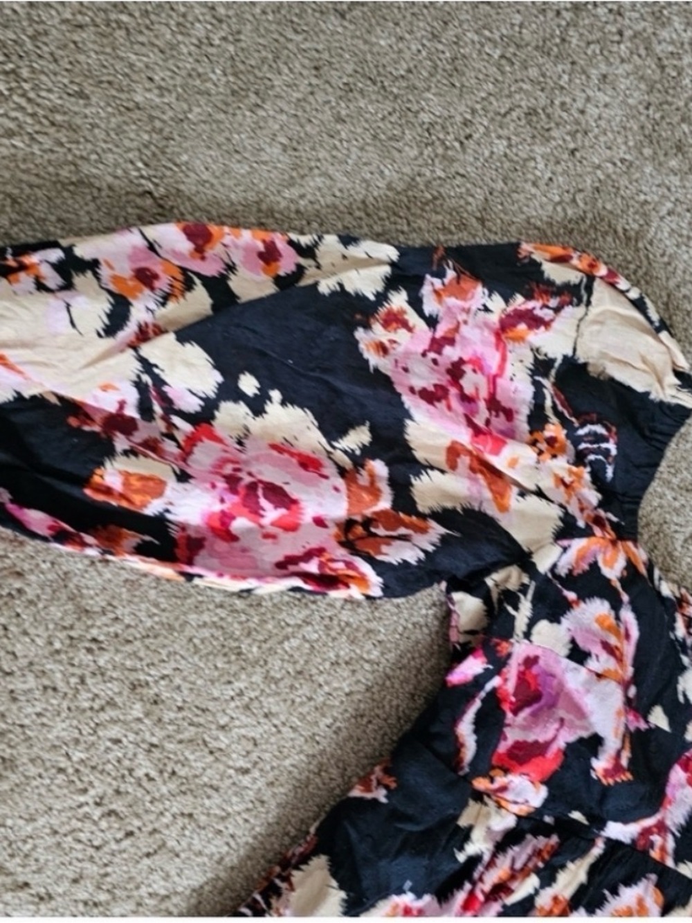 Anthropologie Somerset Puff-Sleeve Maxi Dress Black Pink Floral Tiered M - Picture 11 of 13